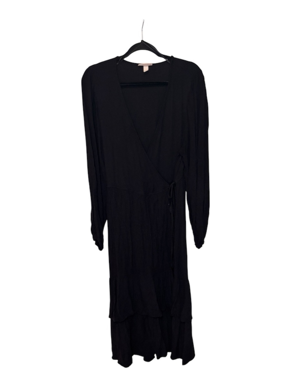 Knox Rose Black Wrap Midi Dress with Tie Waist